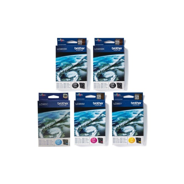 Set Cartuse Cerneala Brother Original 2x LC985BK Negru, 1x LC985C Cyan, 1x LC985M Magenta, 1x LC985Y Galben, 1380 Pagini si pix Schneider