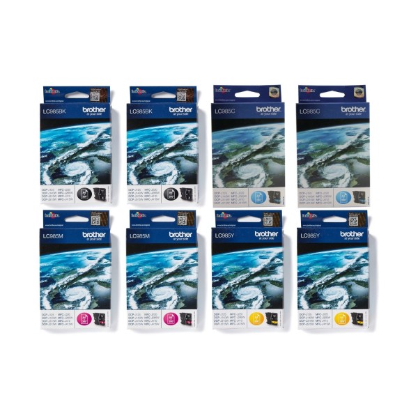 Set Cartuse Cerneala Brother Original 2x LC985BK Negru, 2x LC985C Cyan, 2x LC985M Magenta, 2x LC985Y Galben, 2160 Pagini si pix Schneider