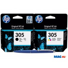 Set Cartus Cerneala Original HP 305 1x 3YM61AE Negru + 1x 3YM60AE Color 220 pagini cu Pix Schneider