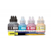 Set Flacoane Cerneala Brother Original 3x BTD60BK Negru 2x BT5000C Cyan 2x BT5000M Magenta 2x BT5000Y Galben 49500 Pagini 2x Pix Schneider si Textmarker Flasher Compatibil Brother DCP si MFC Series