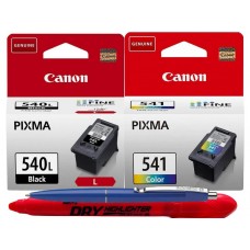 Set Cartuse Cerneala Original Canon 1xPG-540LB Negru, 1xCL-541 Color, 29 ml,  Pix Schneider si Textmarker Non Toxic