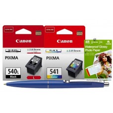 Set Cartus Cerneala Original Canon 1xPG-540L Negru 11ml, 1xCL-541 Color 8ml, Hartie foto 4R Yesion 180g 50coli si Pix Schneider