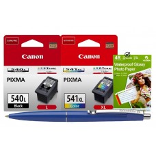 Set Cartus Cerneala Original Canon 1xPG-540L Negru 11ml, 1xCL-541XL Color 15ml, Hartie foto 4R Yesion 200g 50coli si Pix Schneider