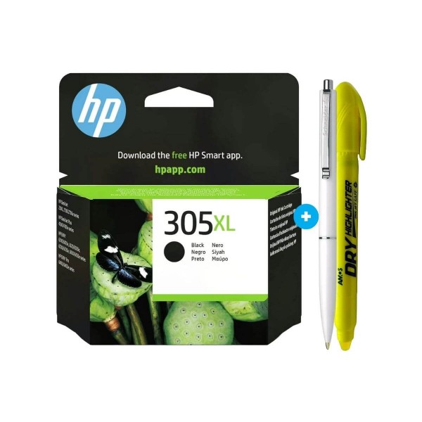Set Cartus Cerneala Original HP305XL, 3YM62AE Negru, 240pagini-Pix Schneider si Textmarker Non Toxic