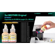 Set Flacon cerneala Brother Original 2x BT5000Y Galben 10000 pagini si pix Schneider