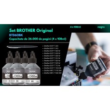Set Flacon cerneala Brother Original 4x BTD60BK Negru 26000 pagini si pix Schneider