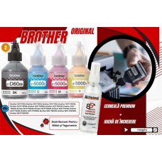 Set Flacon Cerneala Brother Original 2x BTD60BK Negru BT5000C Cyan BT5000M Magenta BT5000Y Galben 28000 pagini si Dezinfectant Alchosept 100ml Compatibil Brother DCP si MFC Series